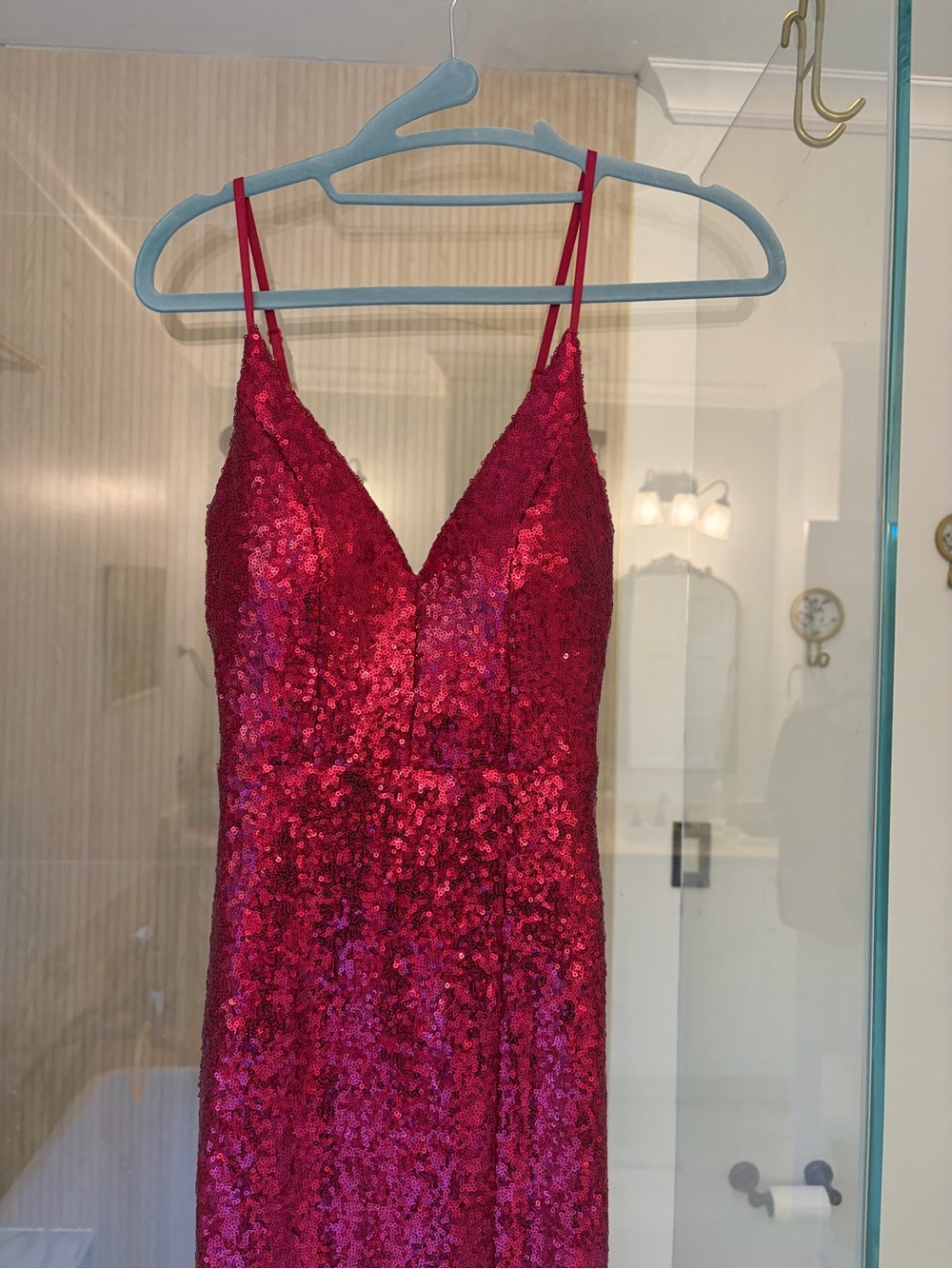 Honey and Rosie Red Sequin V-Neck Slip Dress
